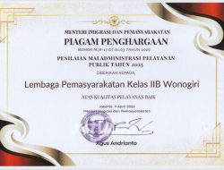Lapas Kelas IIB Wonogiri Raih Penghargaan Nasional, Bukti Komitmen Hadirkan Pelayanan Publik Berkualita