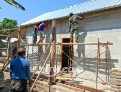 REHAB RTLH RAMPUNG 100 Persen, SATGAS TMMD DAN SAUDARA TAMBAHKAN TERAS SAMPING RUMAH